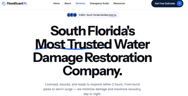 floodguardfl.com — an AI-built lead-generation website